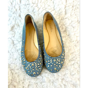 Gianni Bini stars and stripes blue and white striped ballet flats women size 8M